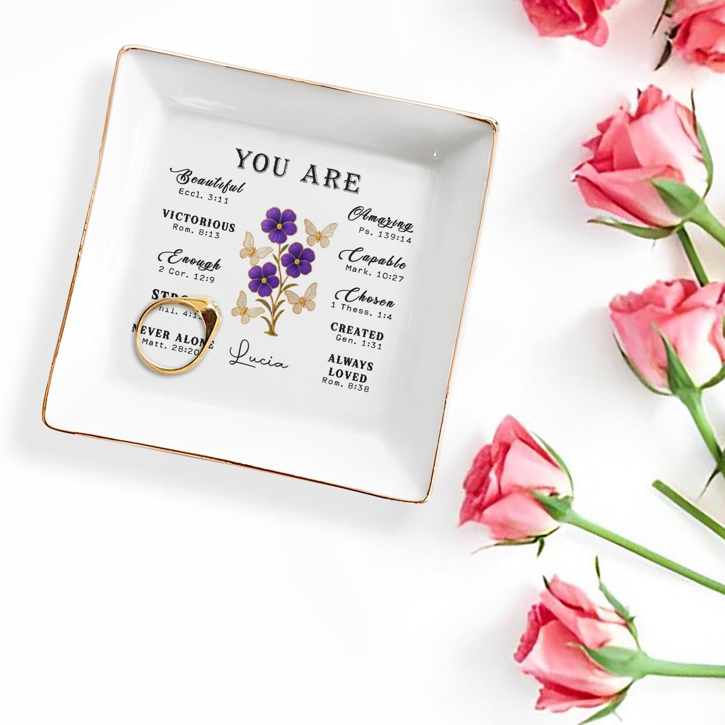 You Are Beautiful, Victorious, Strong, Never Alone With Flowers And Butterflies