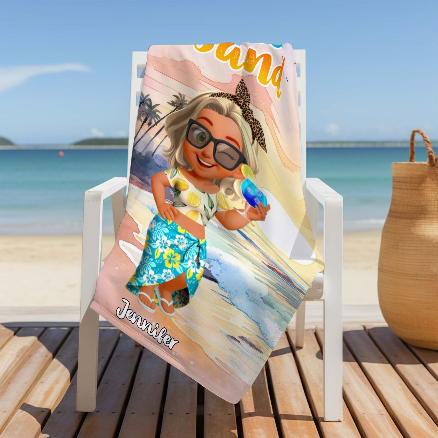 Sun, Salt, Sand With Beach and Palm Trees