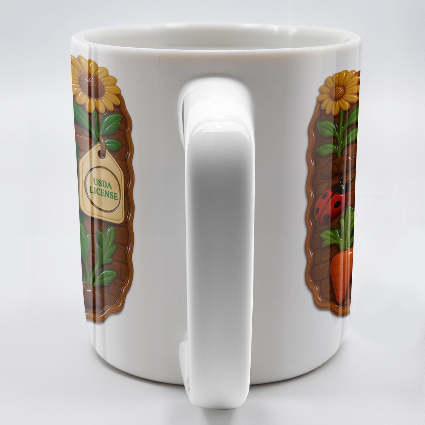 Organic Farming, Sunflower And Ladybug Design - Personalized Custom Coffee Mug - FAM383_MG