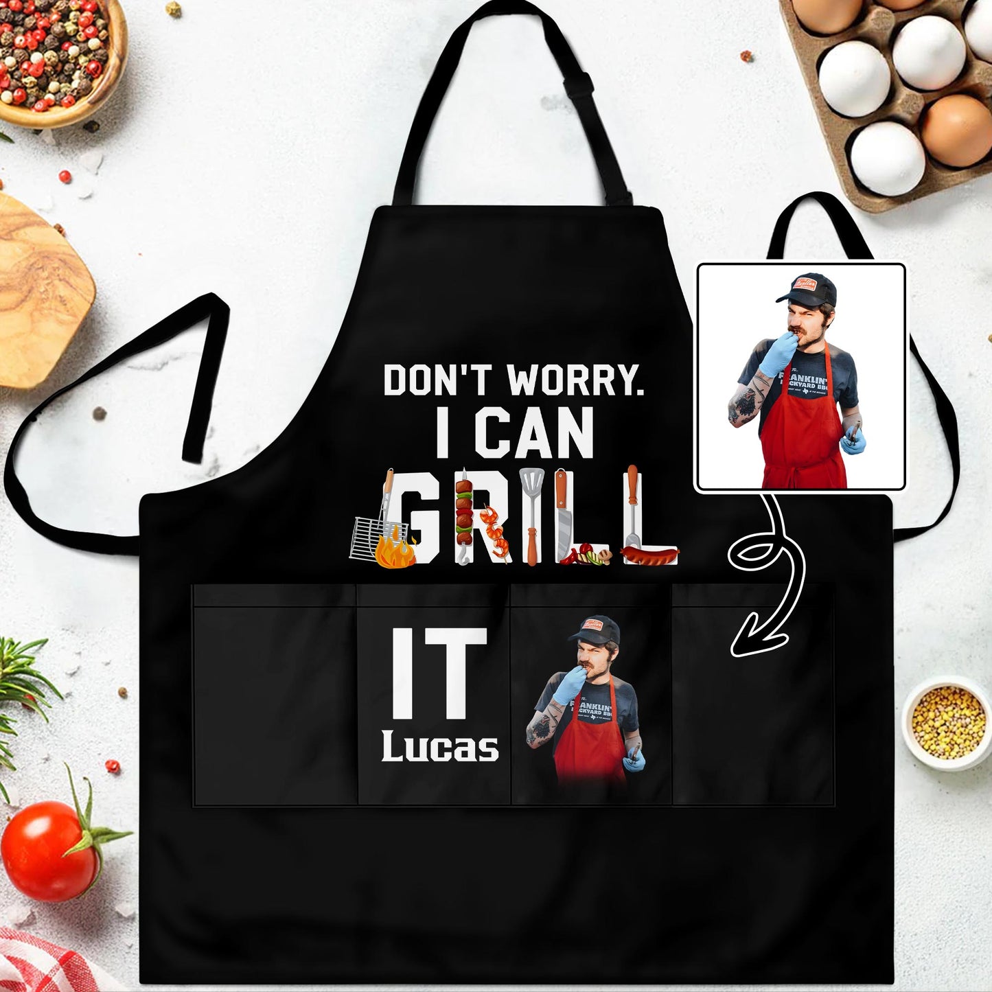 Don't Worry I Can Grill It, Featuring BBQ Tools And Foods