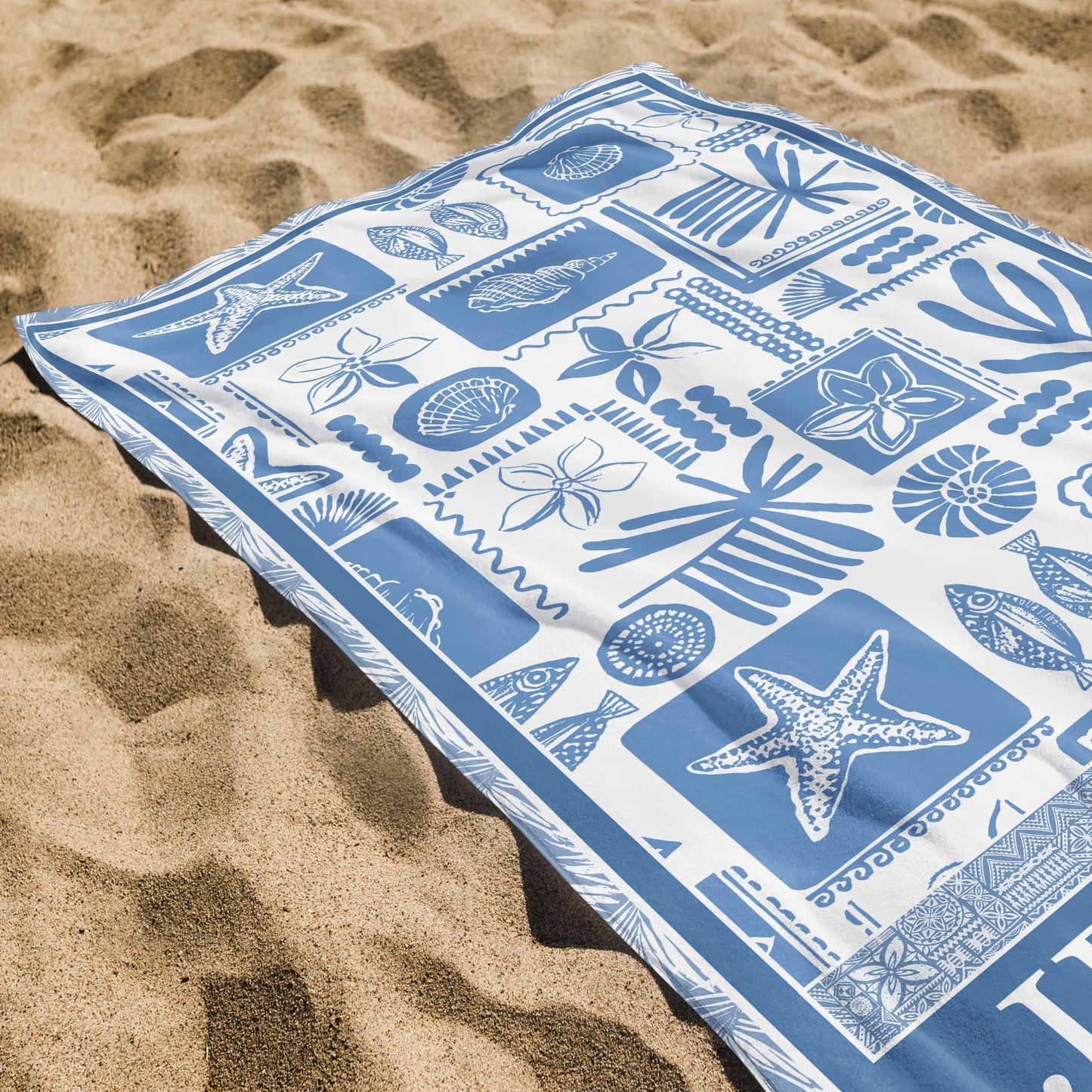 Customize Your Summer With Shells, Starfish, And Tropical Designs - Personalized Beach Towel - FAM399_BETO