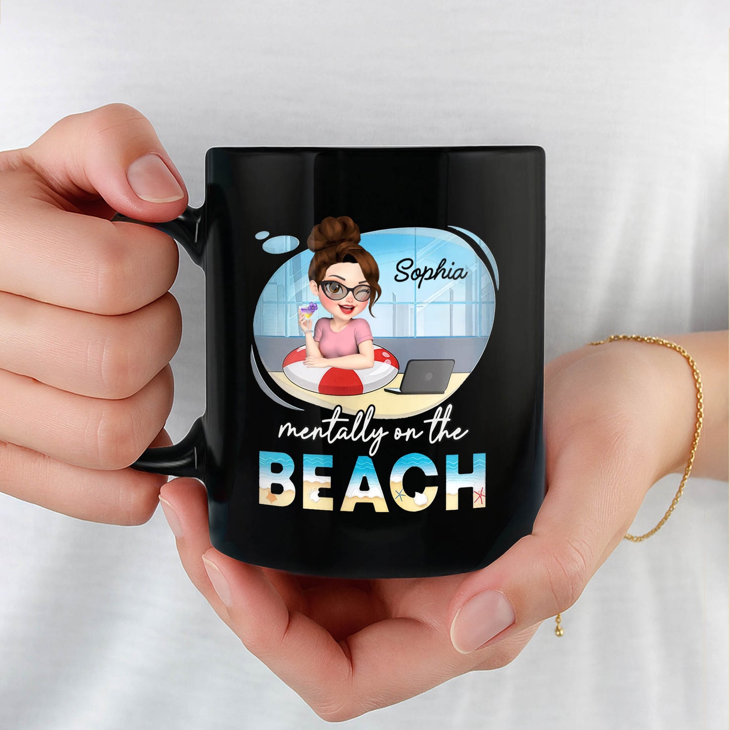 Mentally On The Beach With Laptop And Office Chair