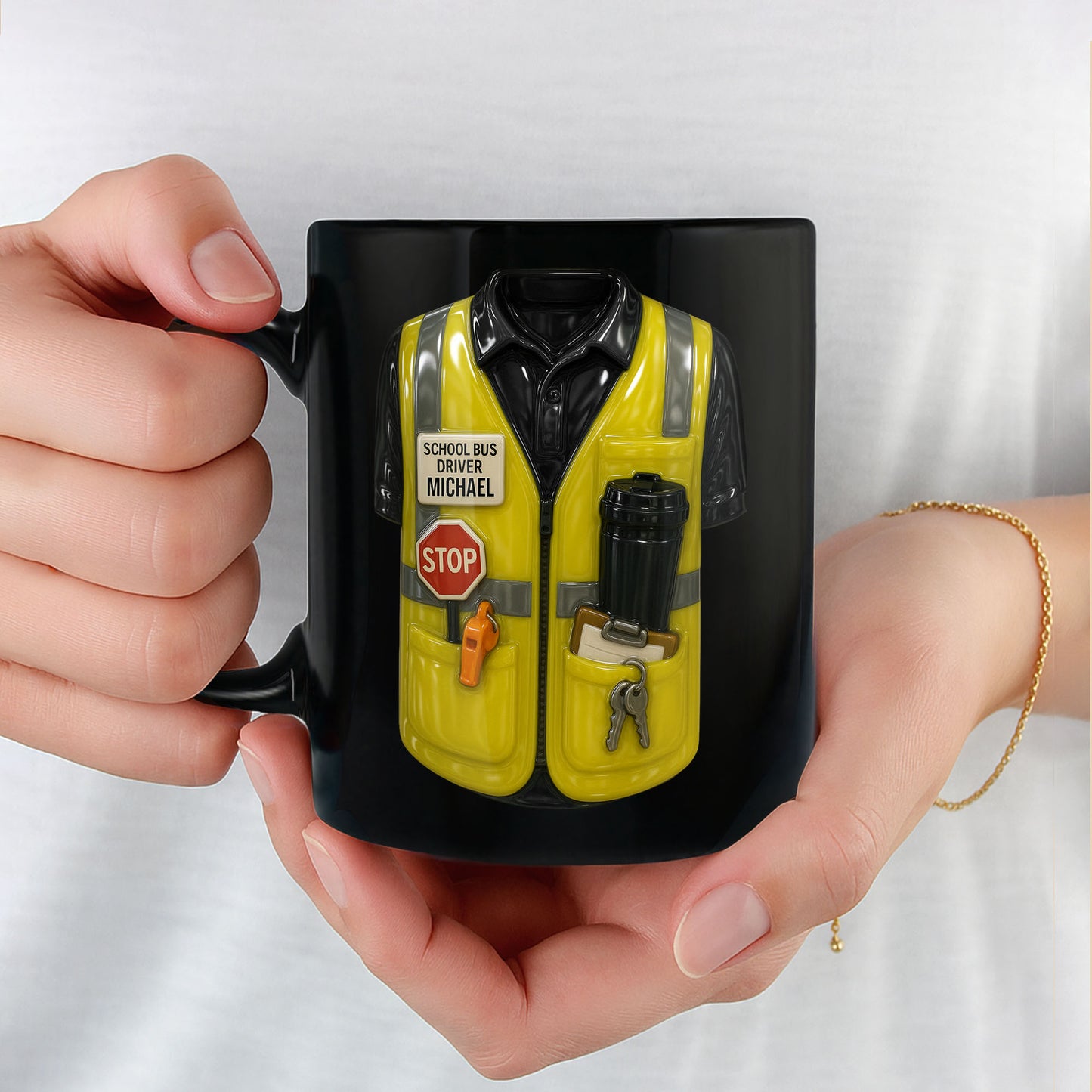 School Bus Driver Uniform Travel Mug Design