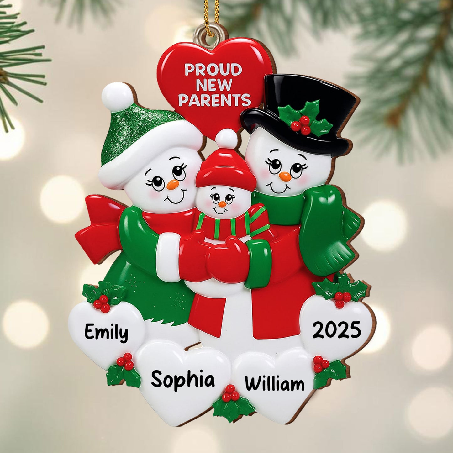 Proud New Parents Snowman and Christmas Decorations