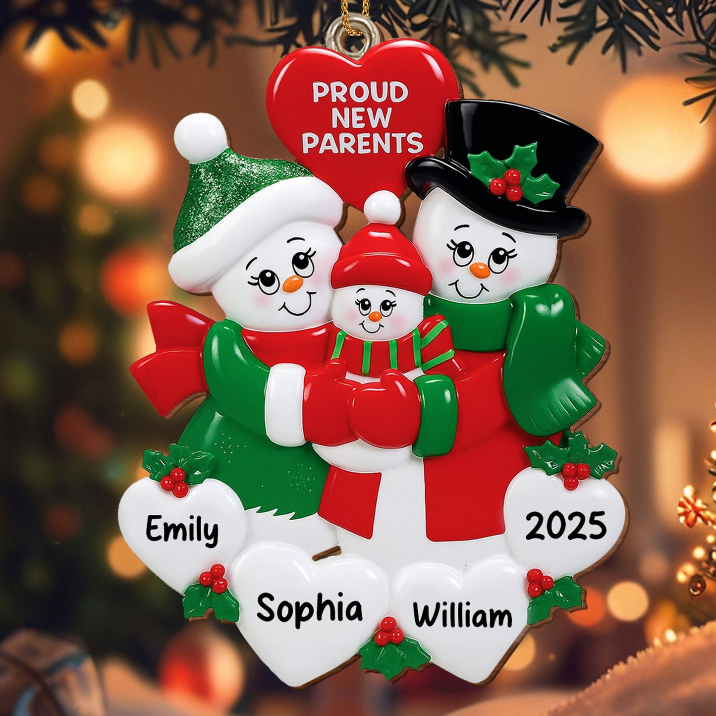 Proud New Parents Snowman and Christmas Decorations