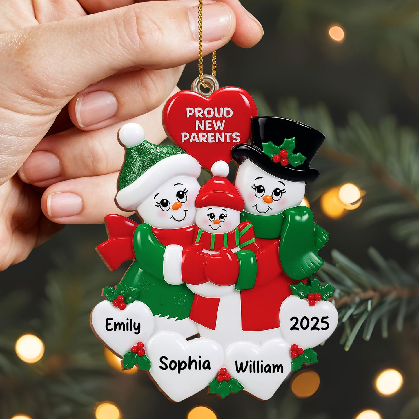 Proud New Parents Snowman and Christmas Decorations