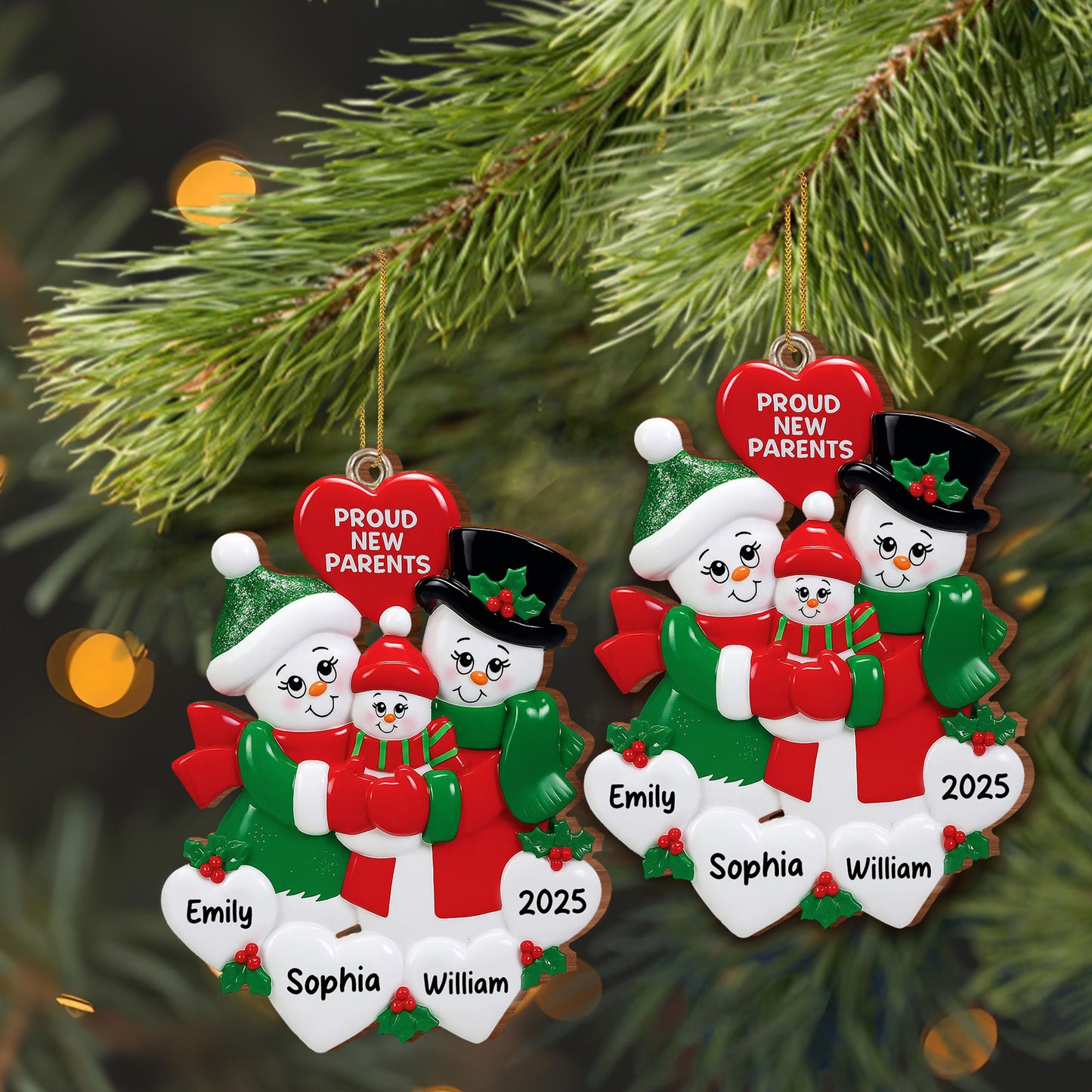 Proud New Parents Snowman and Christmas Decorations