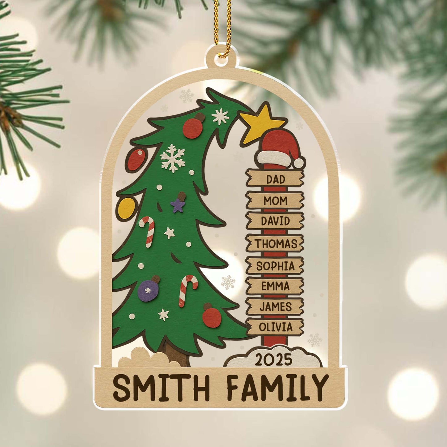 Celebrating The Holidays With Family, Christmas Tree And Ornaments - Personalized Custom Acrylic Ornament, Christmas Gift - FAM431_ACO