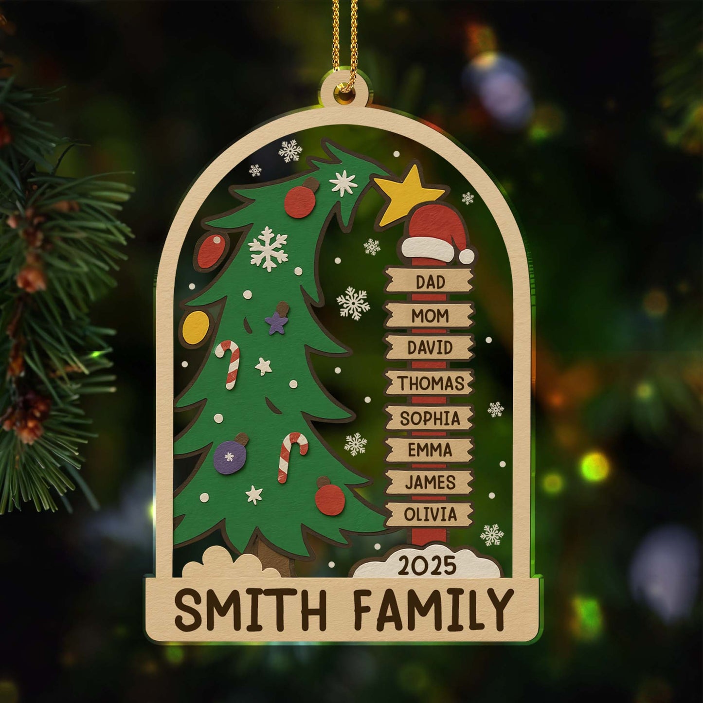 Celebrating The Holidays With Family, Christmas Tree And Ornaments - Personalized Custom Acrylic Ornament, Christmas Gift - FAM431_ACO