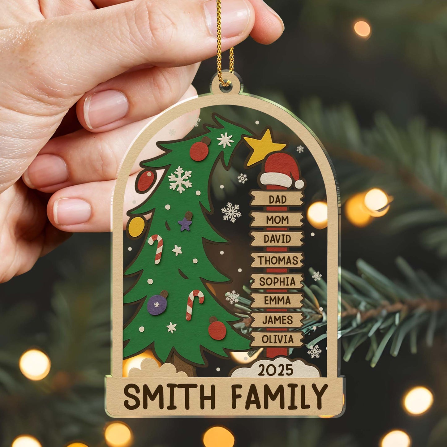 Celebrating The Holidays With Family, Christmas Tree And Ornaments - Personalized Custom Acrylic Ornament, Christmas Gift - FAM431_ACO