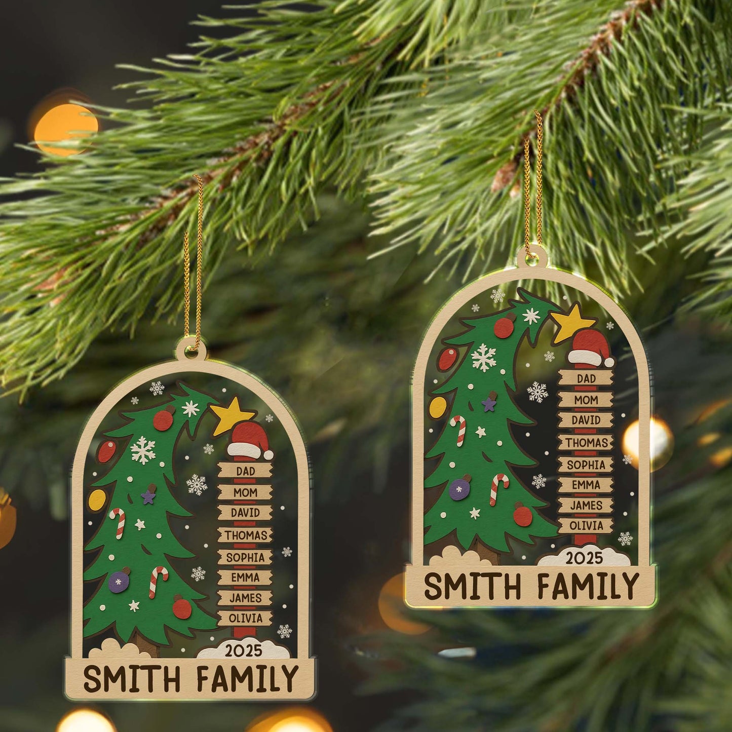 Celebrating The Holidays With Family, Christmas Tree And Ornaments - Personalized Custom Acrylic Ornament, Christmas Gift - FAM431_ACO