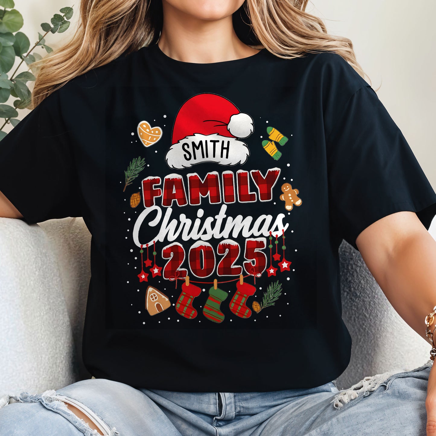 Smith Family Christmas Santa Hats and Stockings