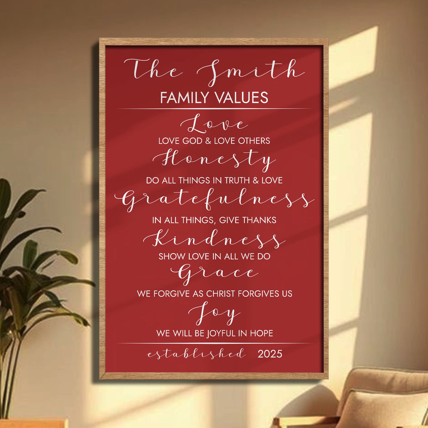 Family Values Love Honesty Kindness Grace Joy Poster