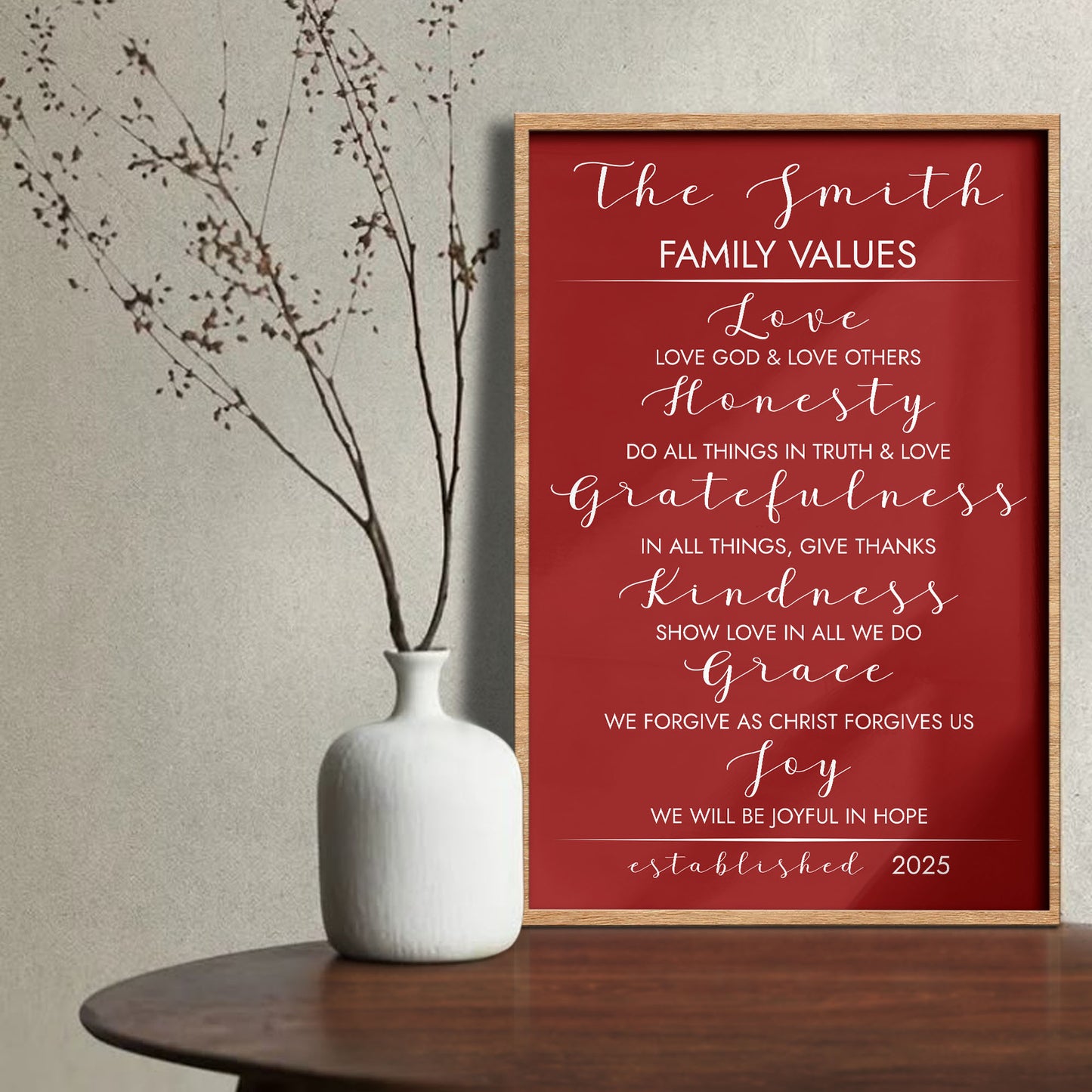 Family Values Love Honesty Kindness Grace Joy Poster