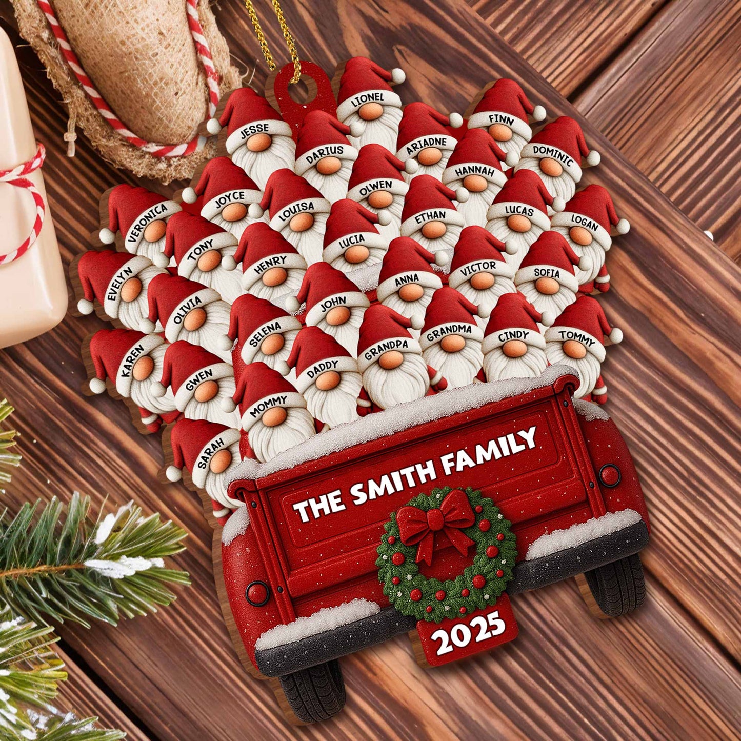 Celebrate Your Family This Holiday Season - Personalized Custom Wood Ornament, Custom Shaped - FAM458_WDO