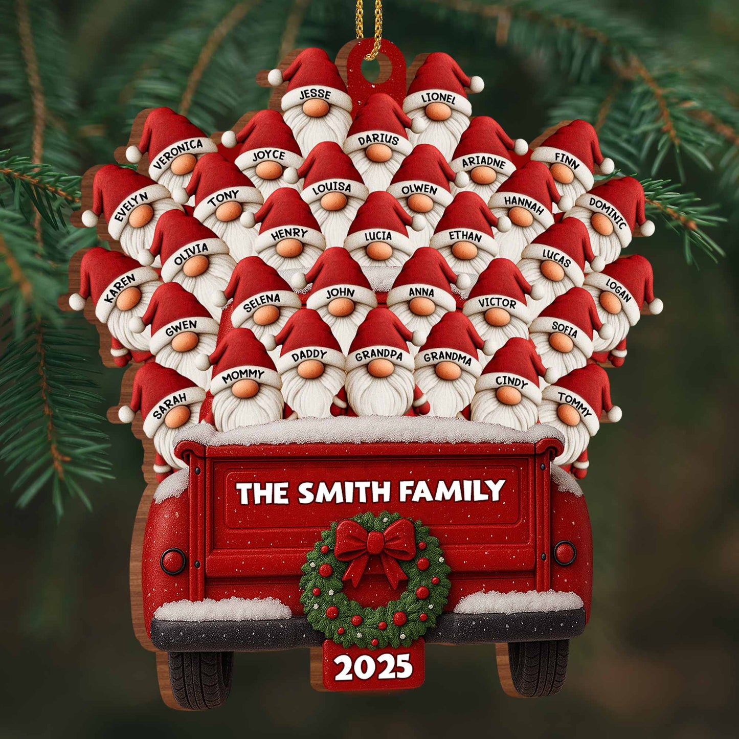 Celebrate Your Family This Holiday Season - Personalized Custom Wood Ornament, Custom Shaped - FAM458_WDO