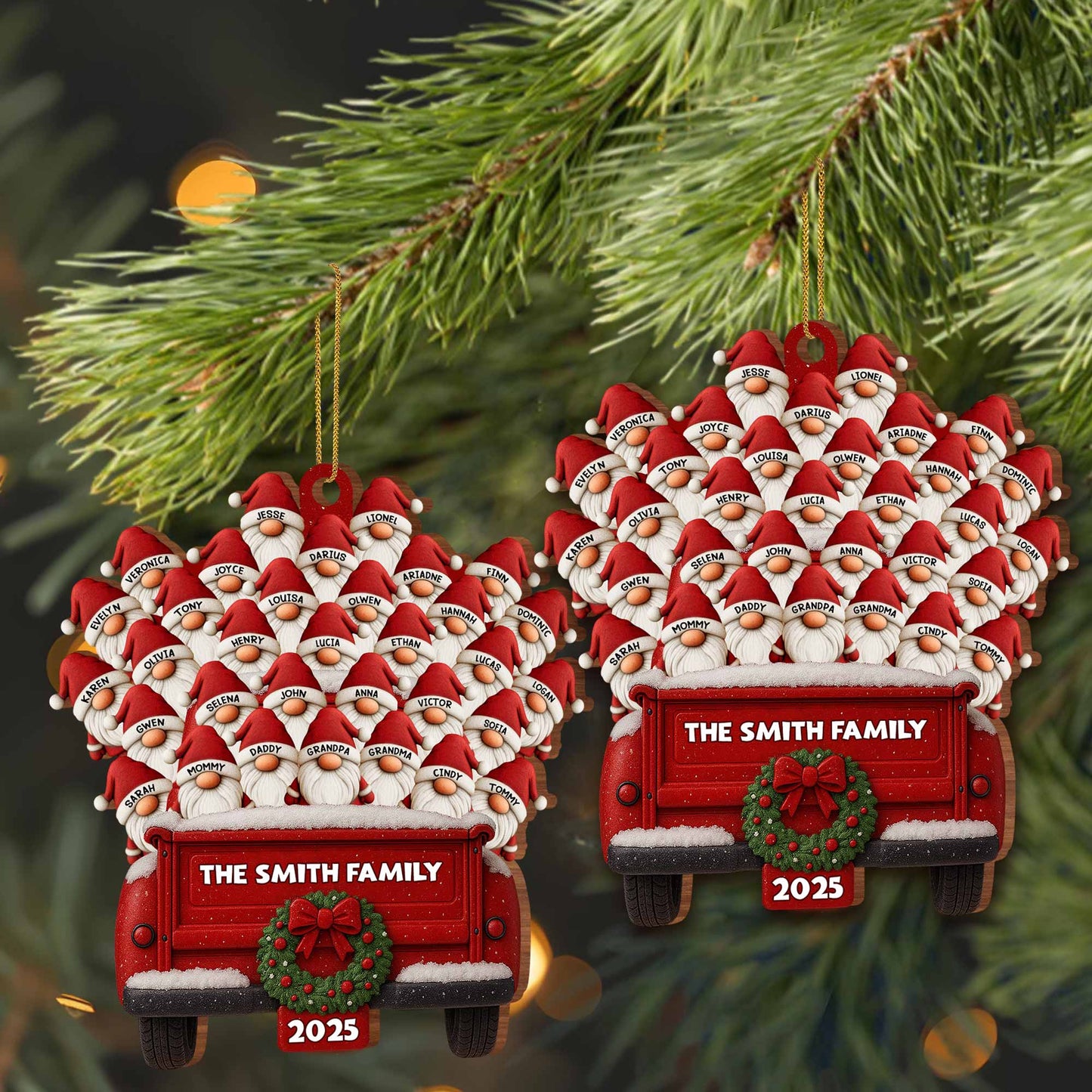 Celebrate Your Family This Holiday Season - Personalized Custom Wood Ornament, Custom Shaped - FAM458_WDO