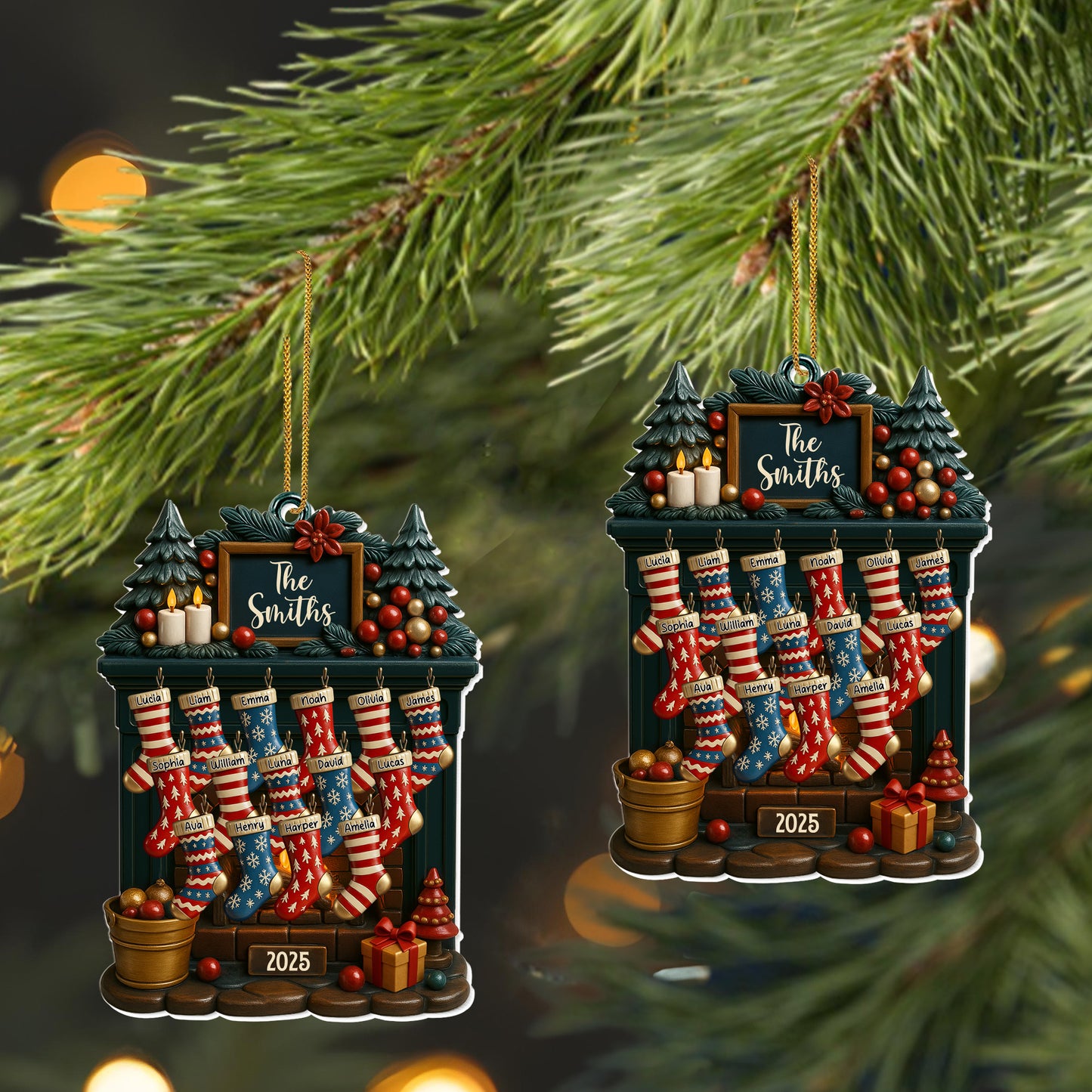 Customizable Christmas Stockings And Fireplace Display