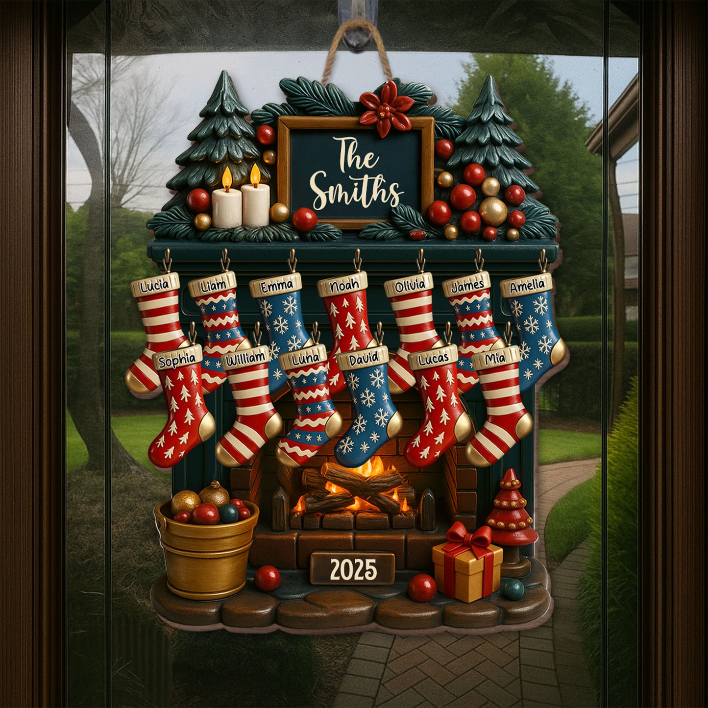 Celebrate A Cozy Family Christmas With Fireplace And Christmas Stockings