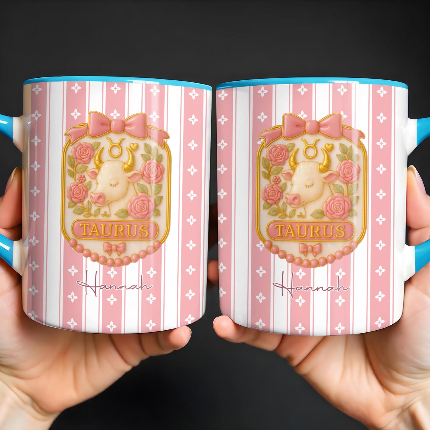 Magnifique signe du zodiaque Lion avec un élégant motif floral - Mug personnalisé - FAM467_AMUG