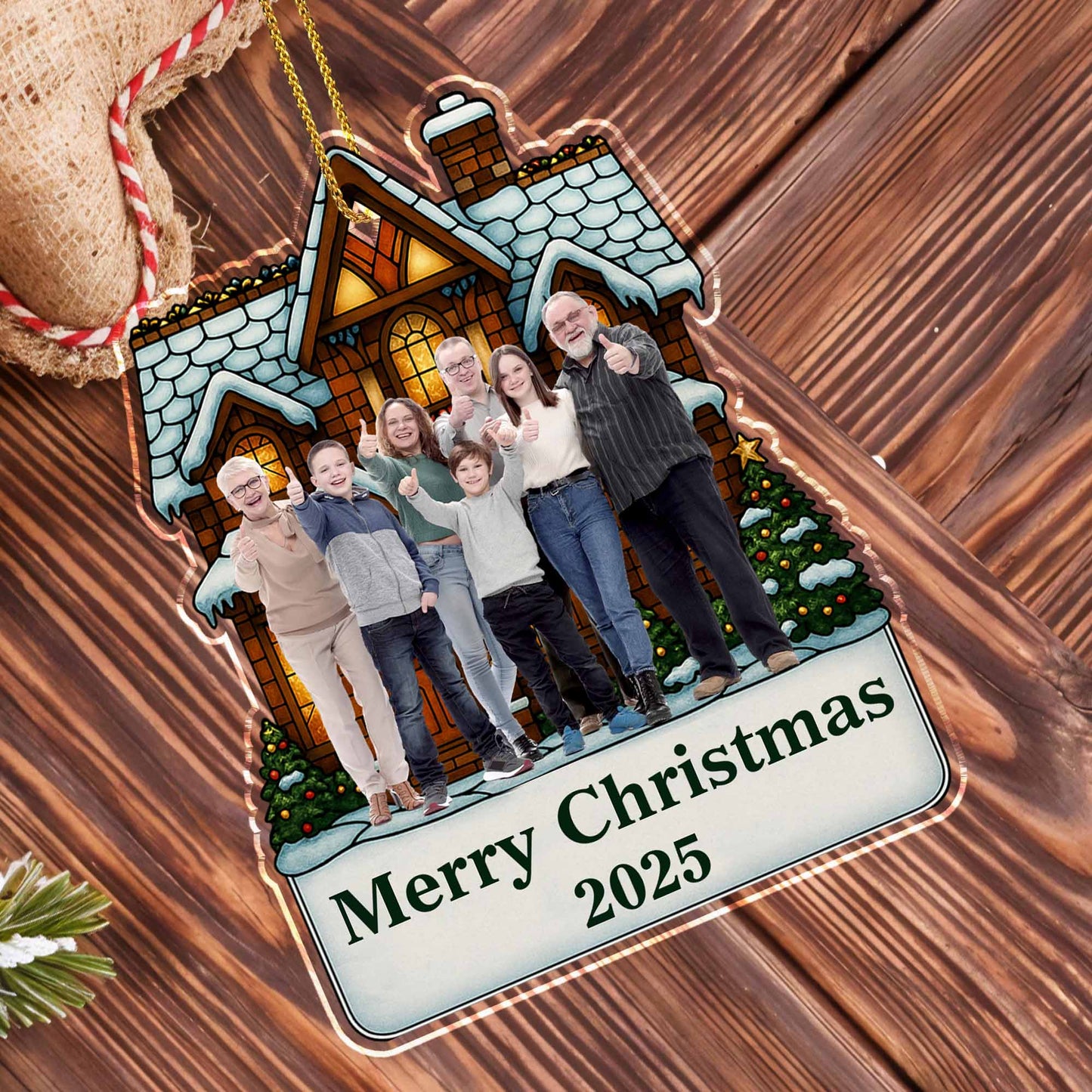 Merry Christmas Family House Ornament