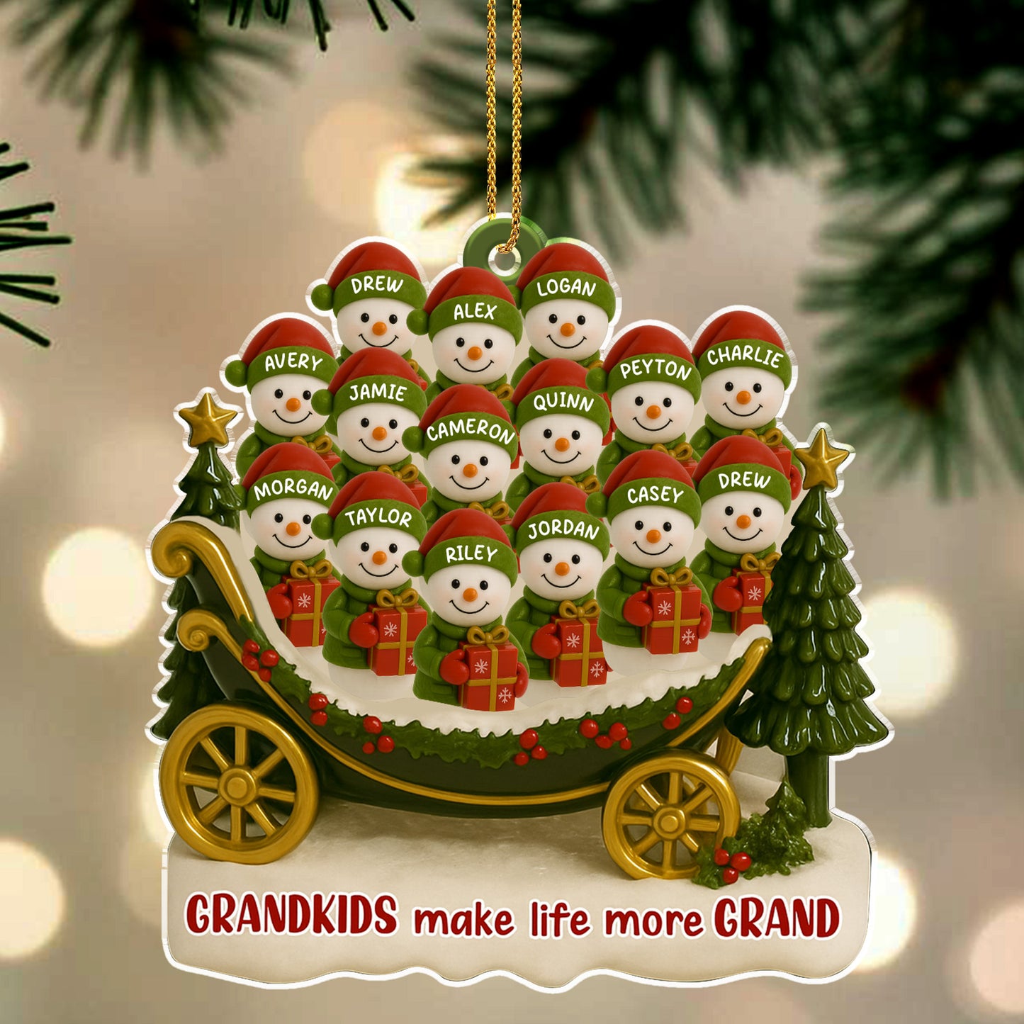 Grandkids Make Life More Grand, Christmas Tree and Sleigh