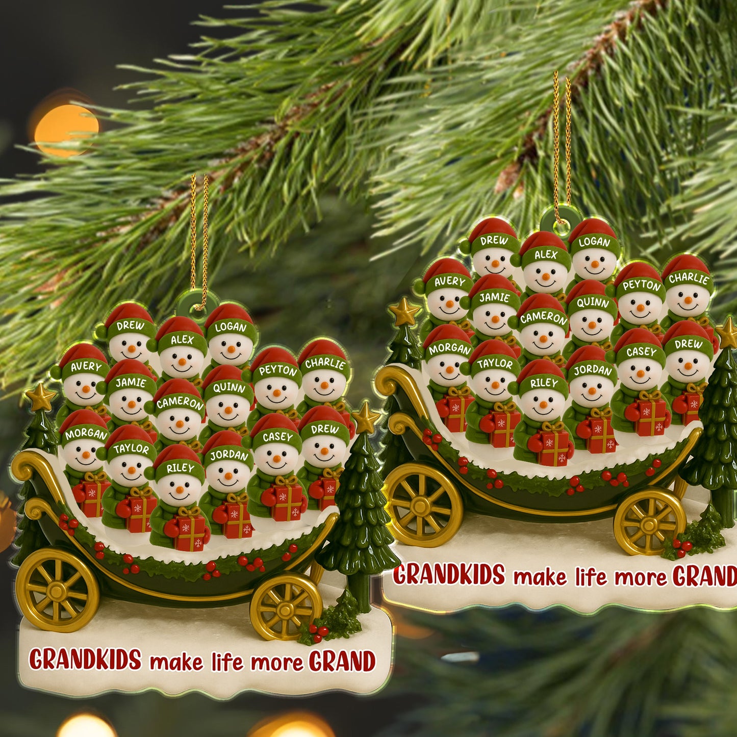 Grandkids Make Life More Grand, Christmas Tree and Sleigh