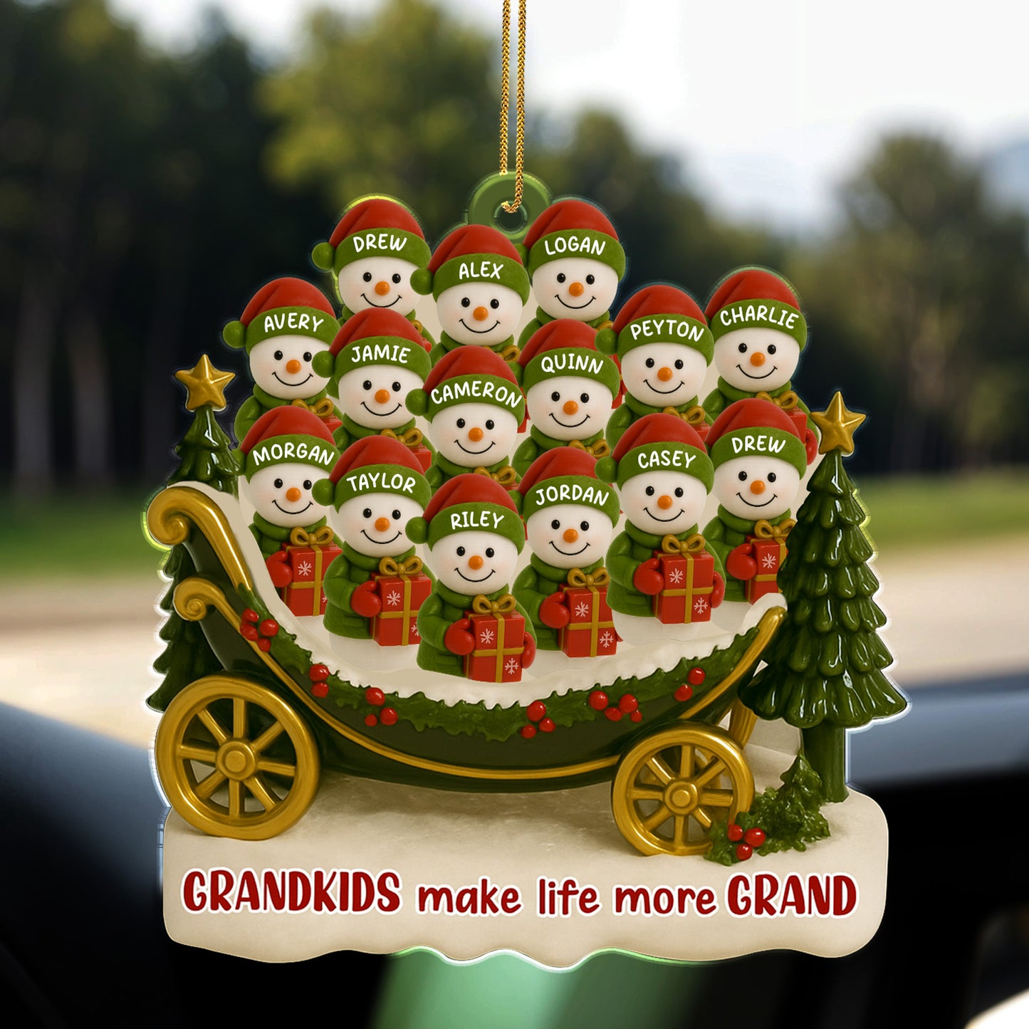 Grandkids Make Life More Grand, Christmas Tree and Sleigh
