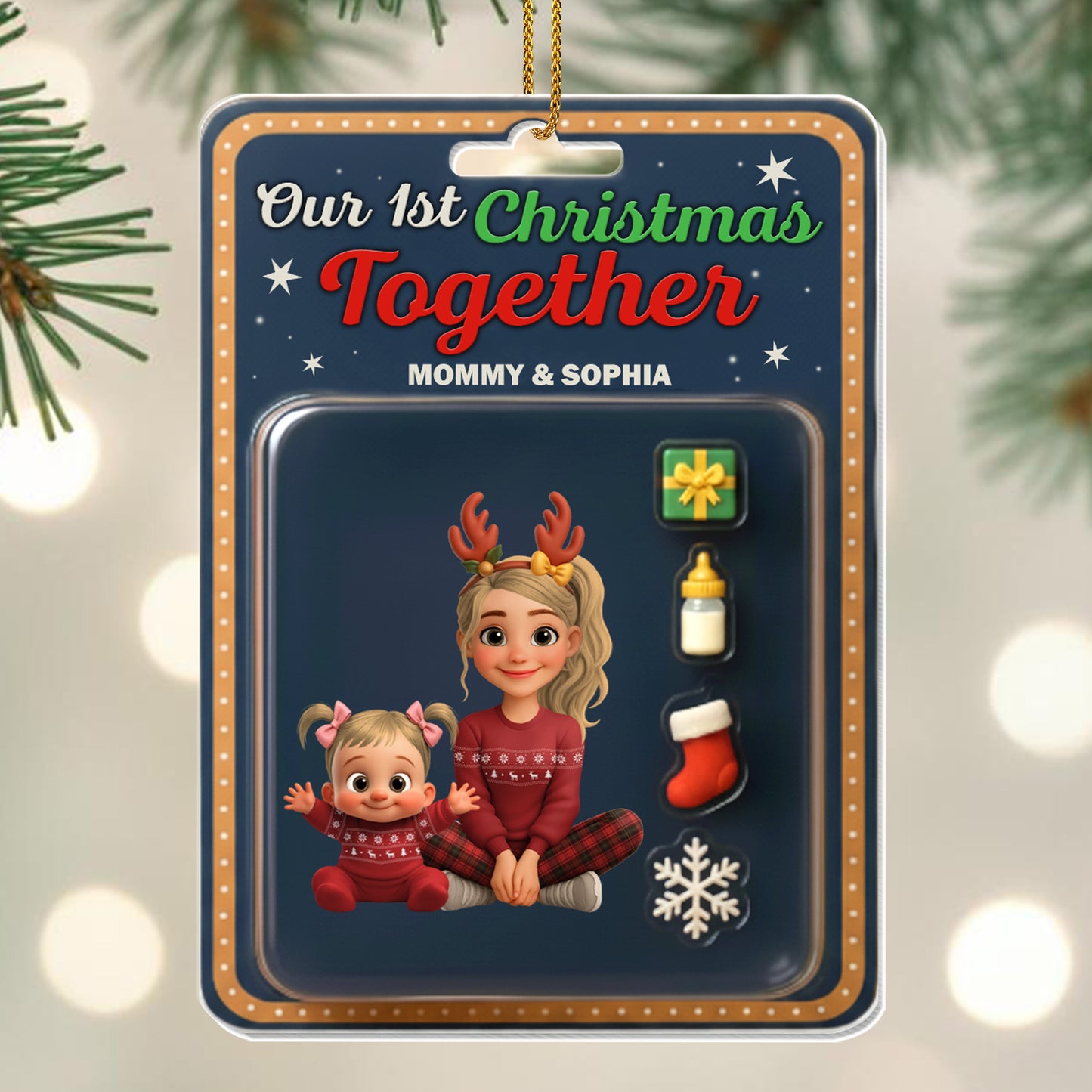 Our 1st Christmas Together With Reindeer Antlers And Ornaments