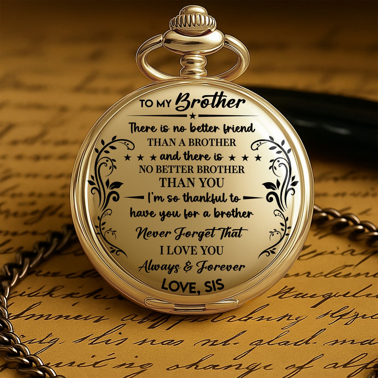 To My Brother, Love & Forever, Floral And Stars Design
