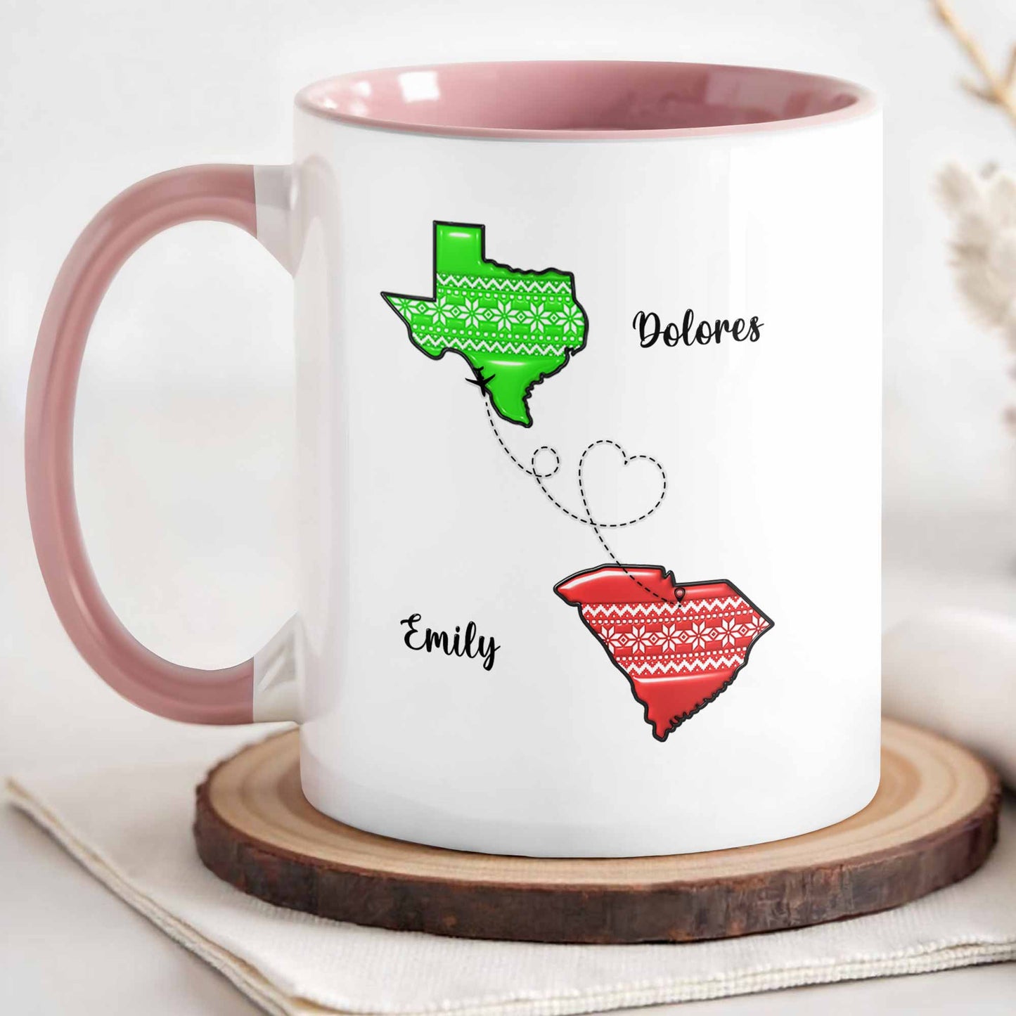 To My Granddaughter, Love Across States Mug With Heart Designs