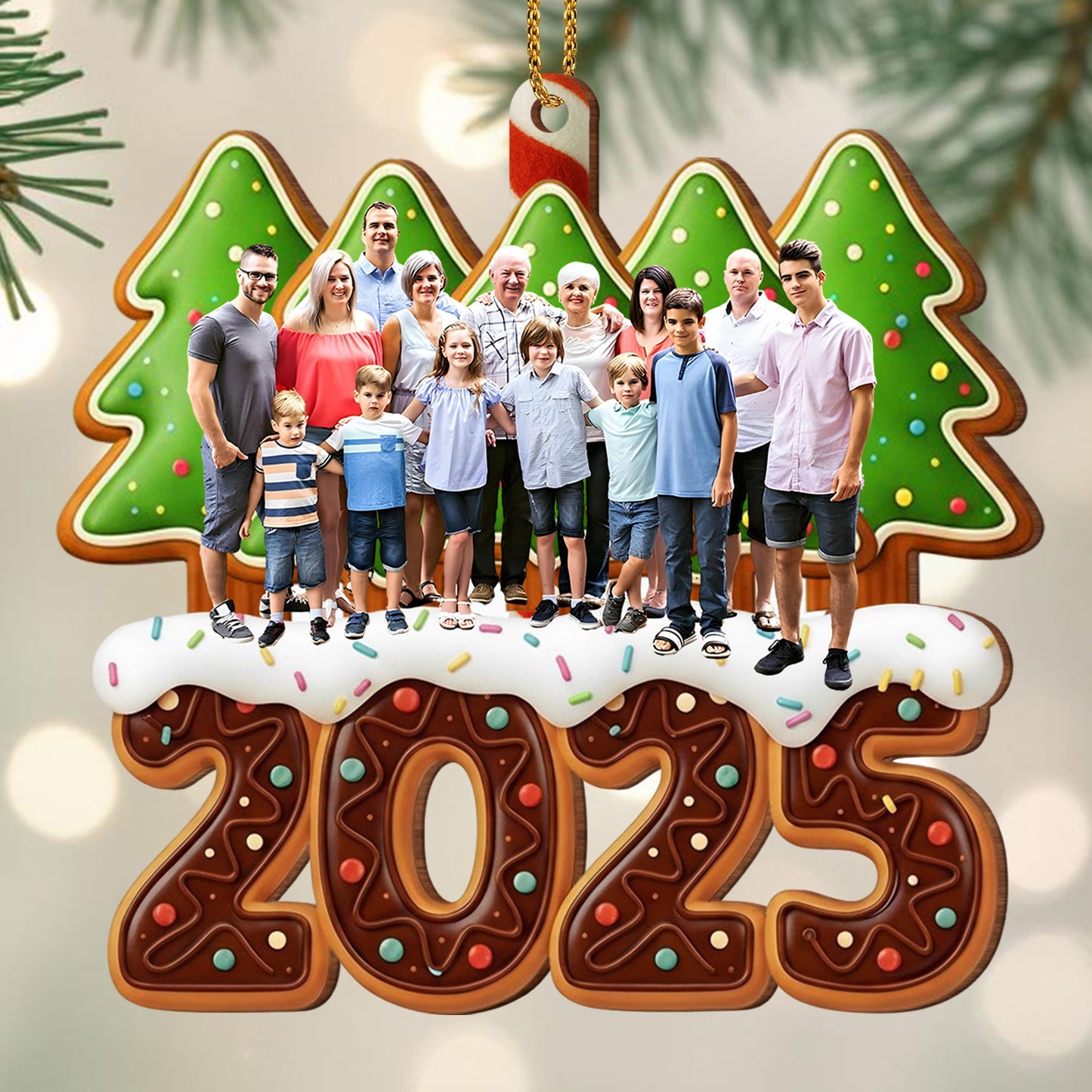 Festive Family Memory Christmas Gingerbread Ornament
