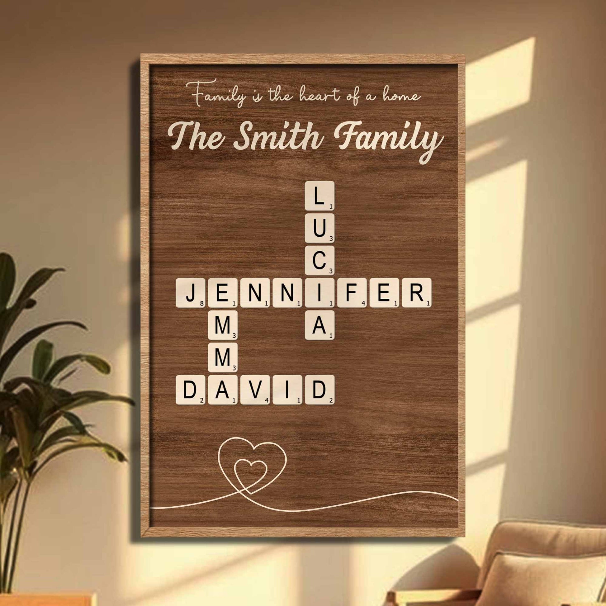 Family Is The Heart Of A Home With Scrabble Pieces