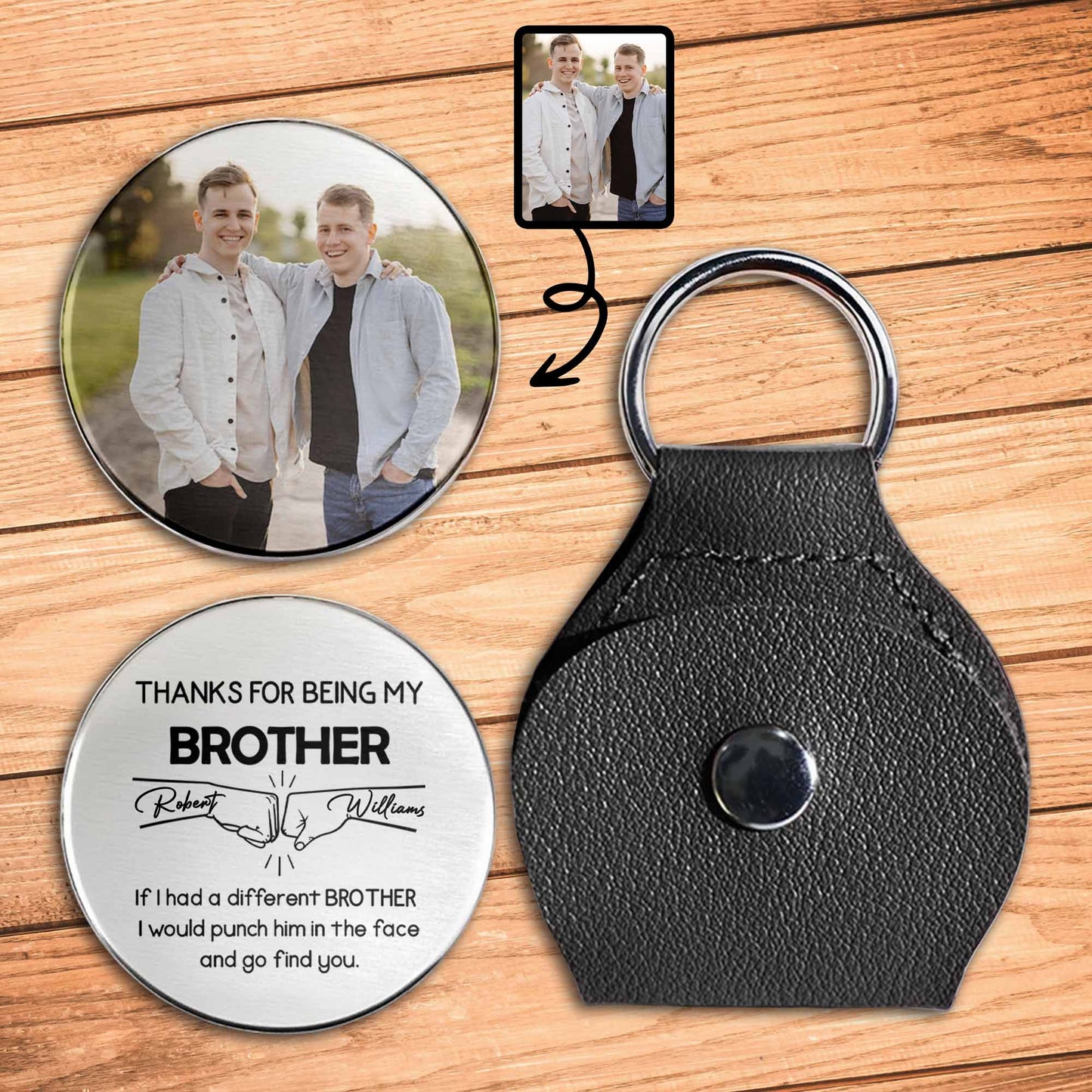 Thanks For Being My Brother, Keychain With Photo