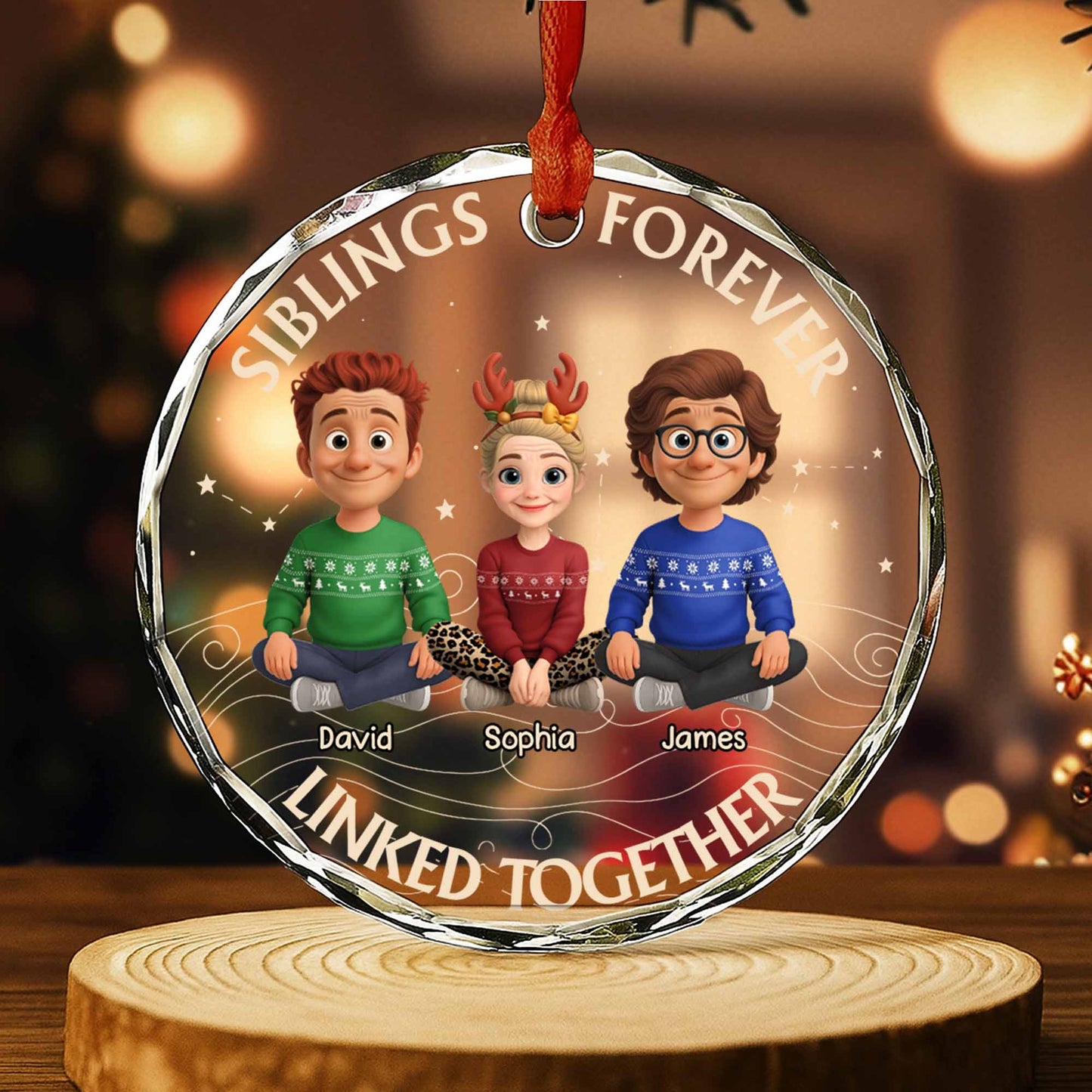 Siblings Forever, Linked Together With Christmas Sweaters