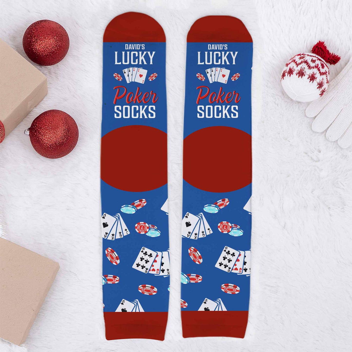 Lucky Poker Socks Featuring Cards And Chips