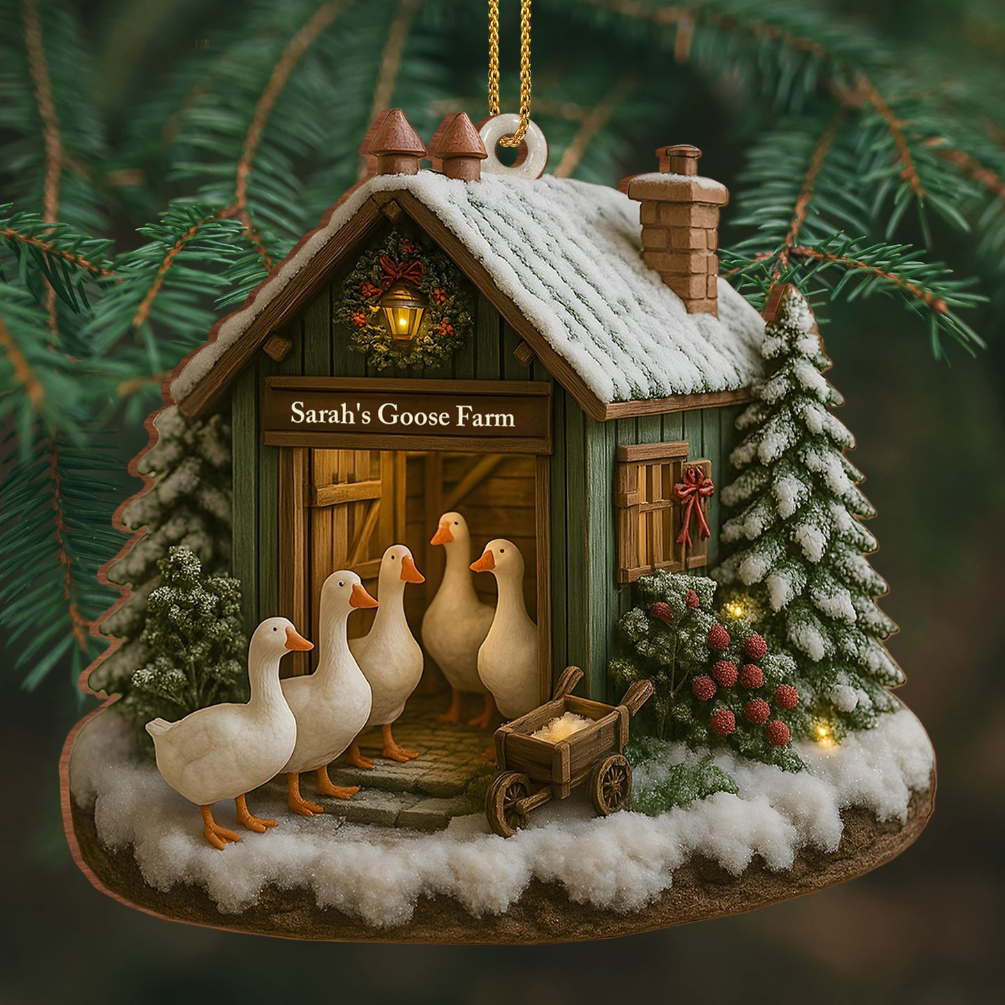 Charming Winter Duck Farm Christmas Scene