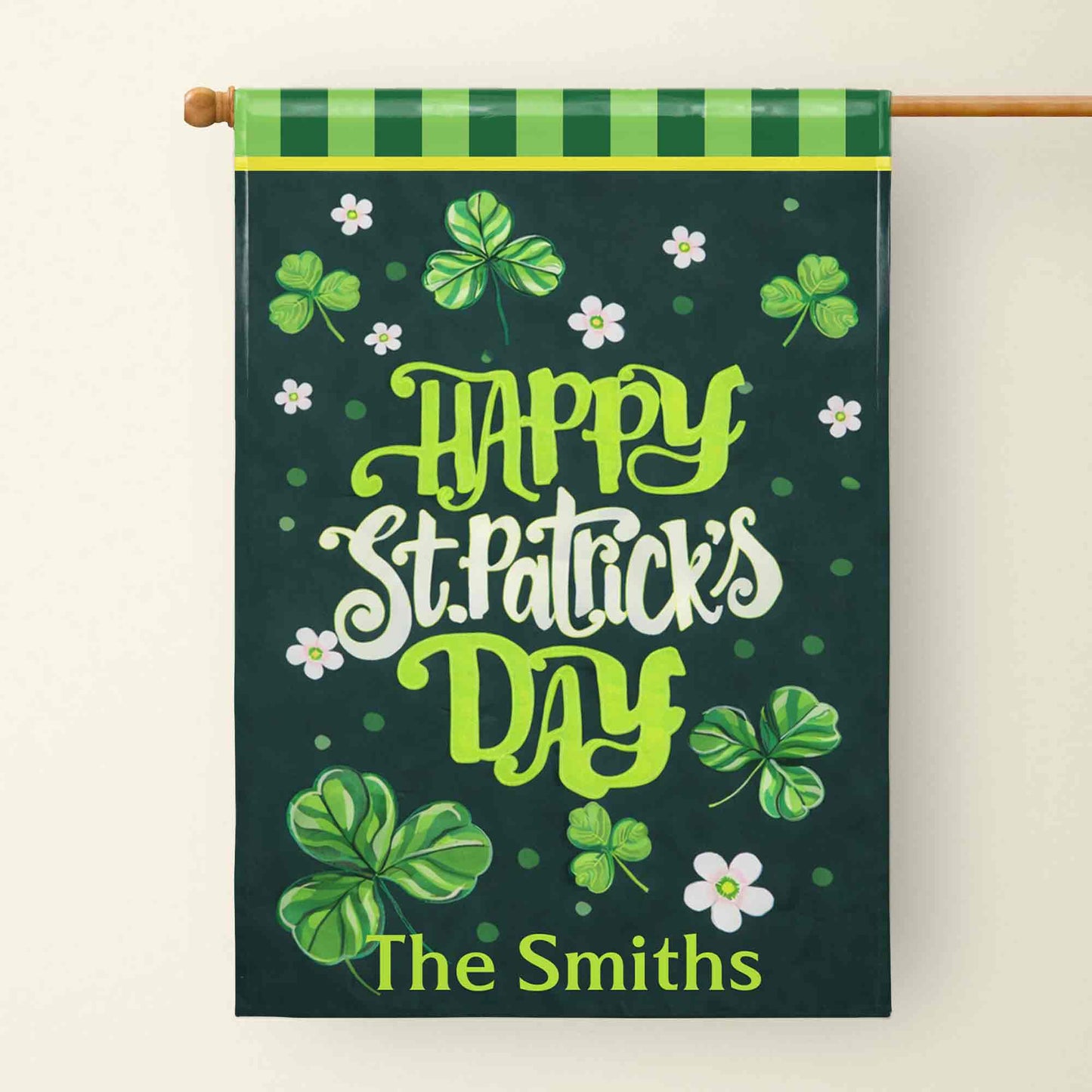Happy St. Patrick's Day Shamrocks And Flowers Clover Green