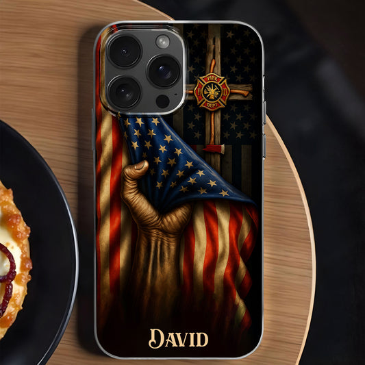 Patriotic American Flag And Firefighter Emblem