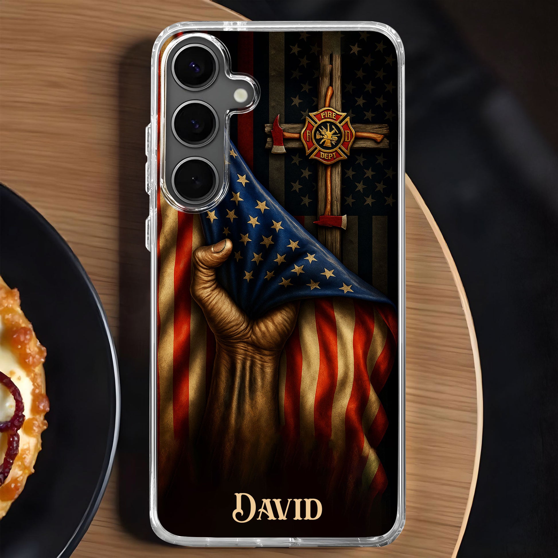 Patriotic American Flag And Firefighter Emblem