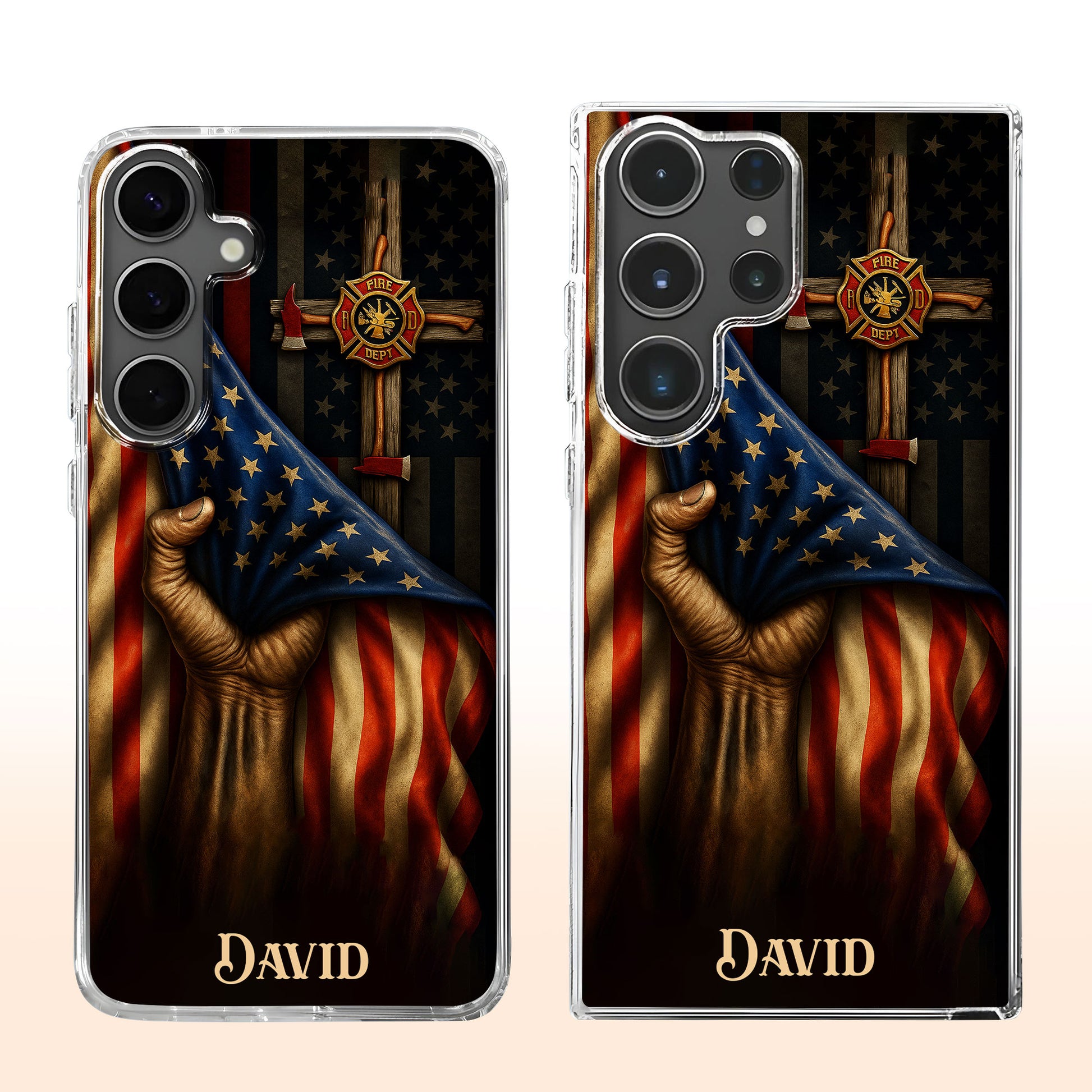 Patriotic American Flag And Firefighter Emblem