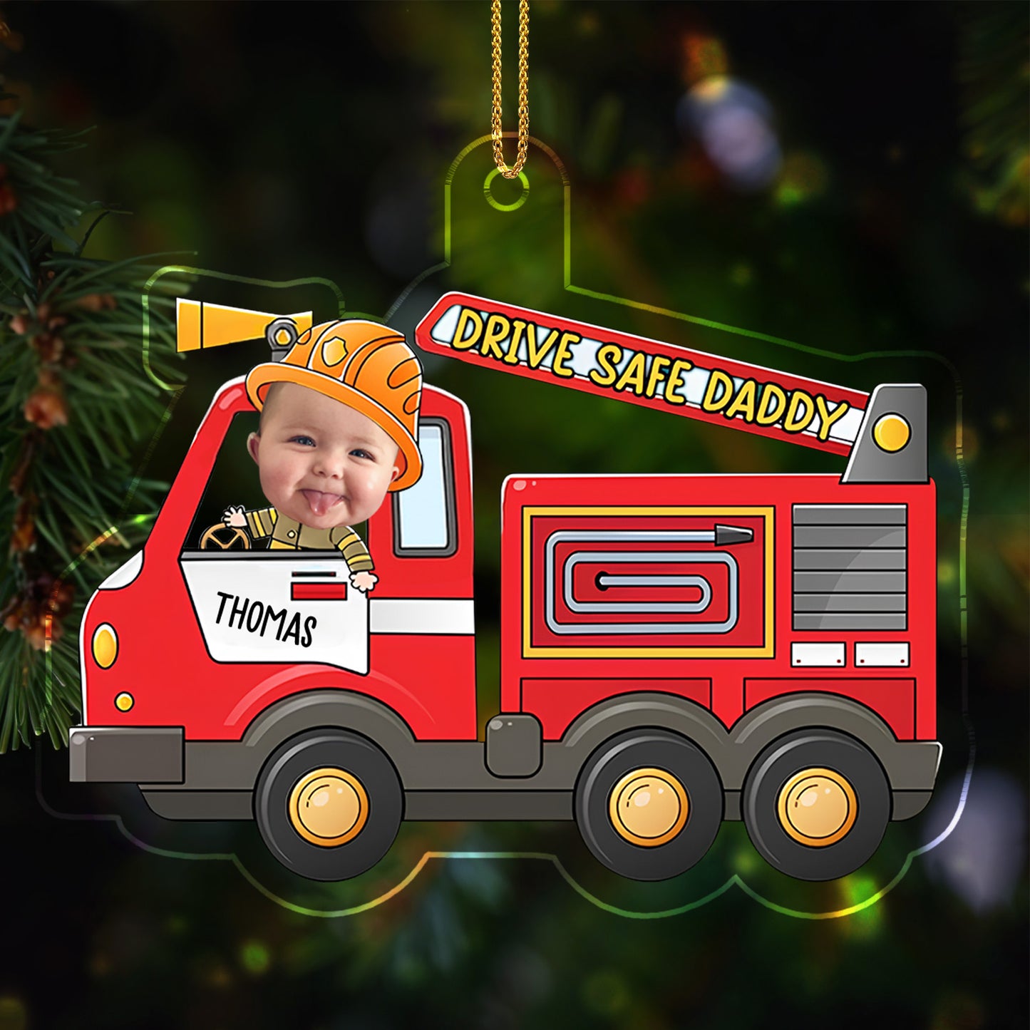 Drive Safe Daddy With Fire Truck And Baby