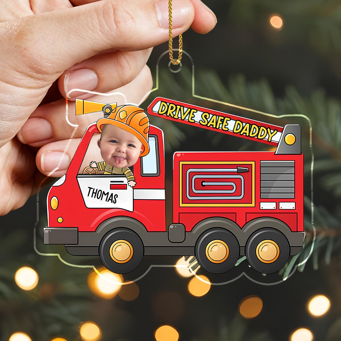 Drive Safe Daddy With Fire Truck And Baby