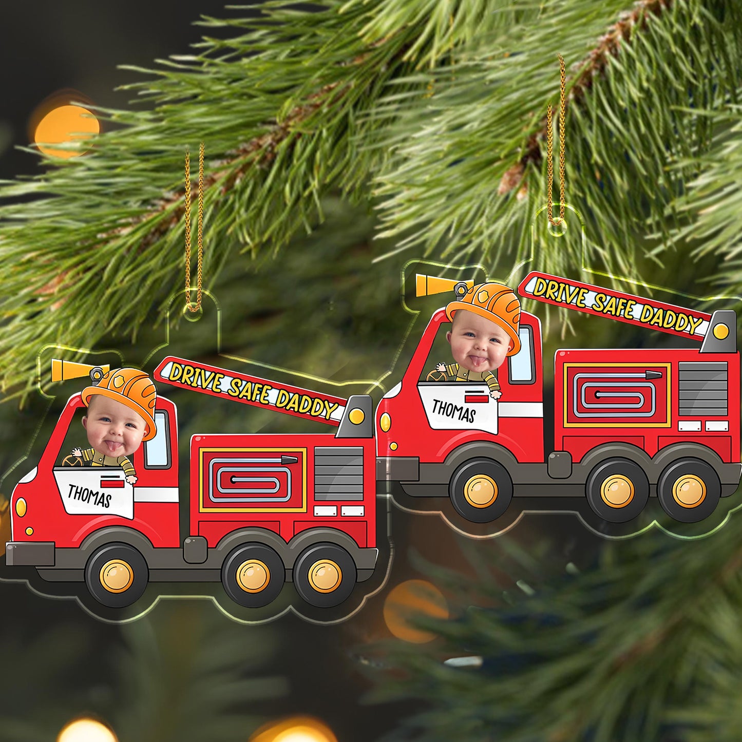 Drive Safe Daddy With Fire Truck And Baby