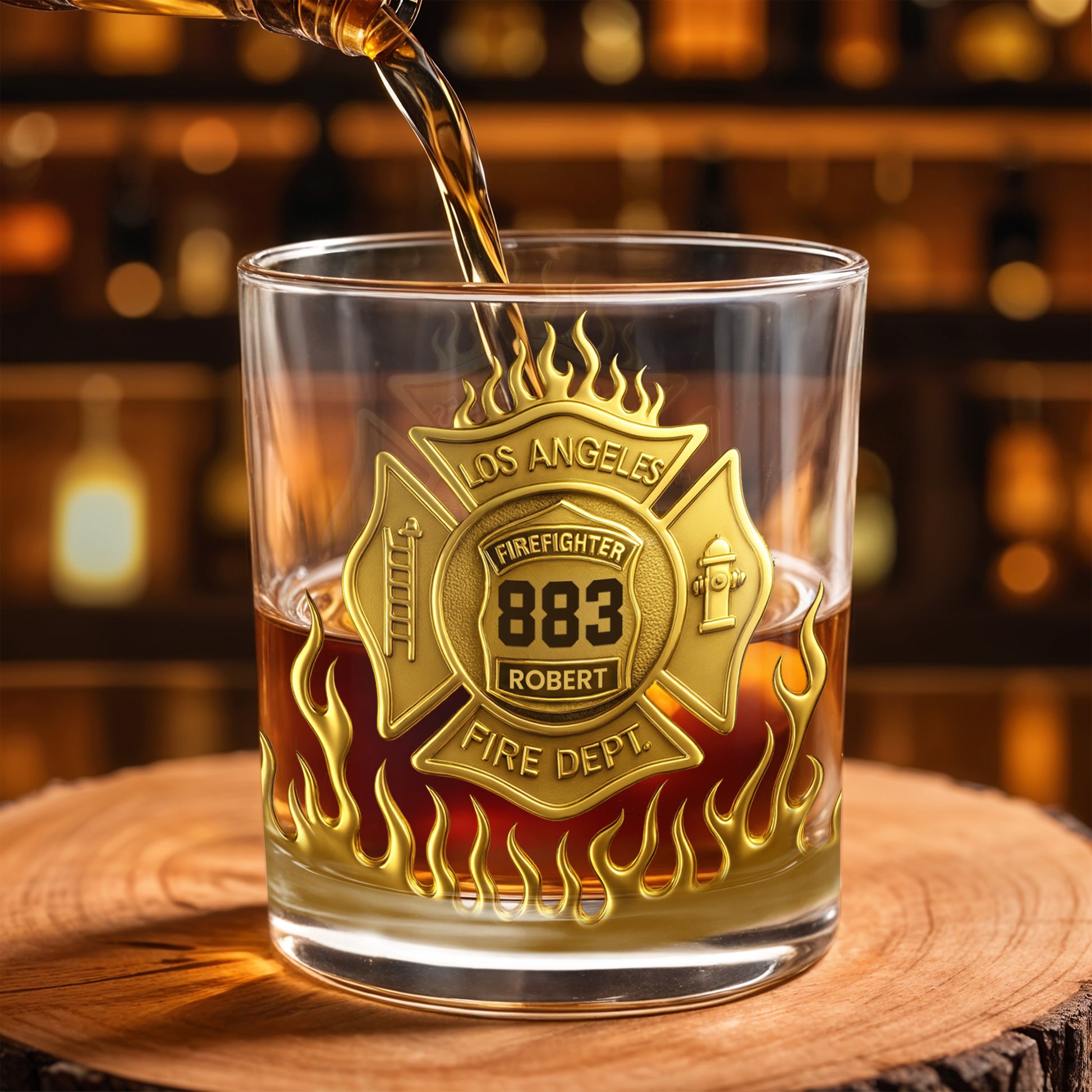 Los Angeles Firefighter, Fire Dept Badge With Flames