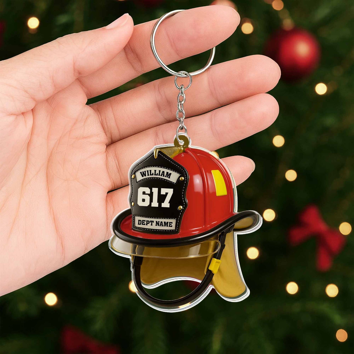 Personalized Firefighter Helmet Keychain