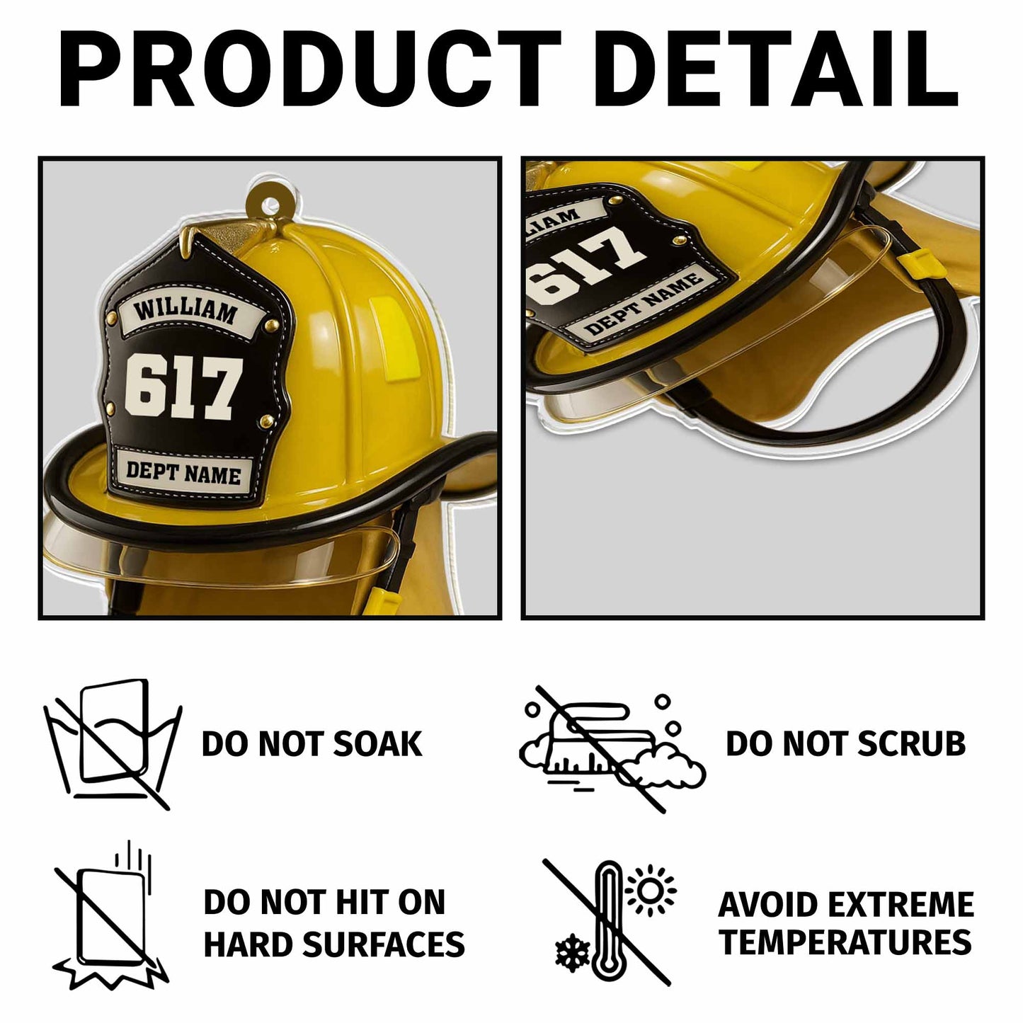 Personalized Firefighter Helmet Keychain
