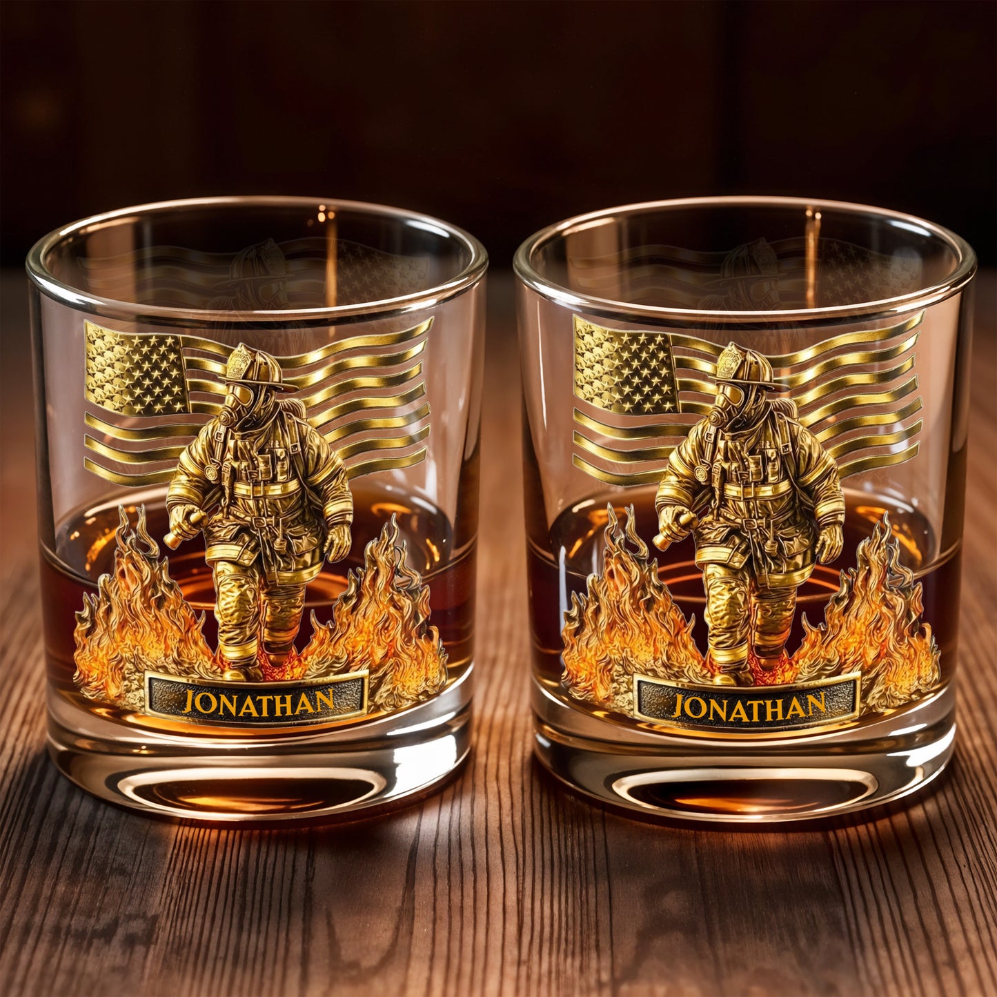 Celebrate Our Heroes, Brave Firefighter And American Flag