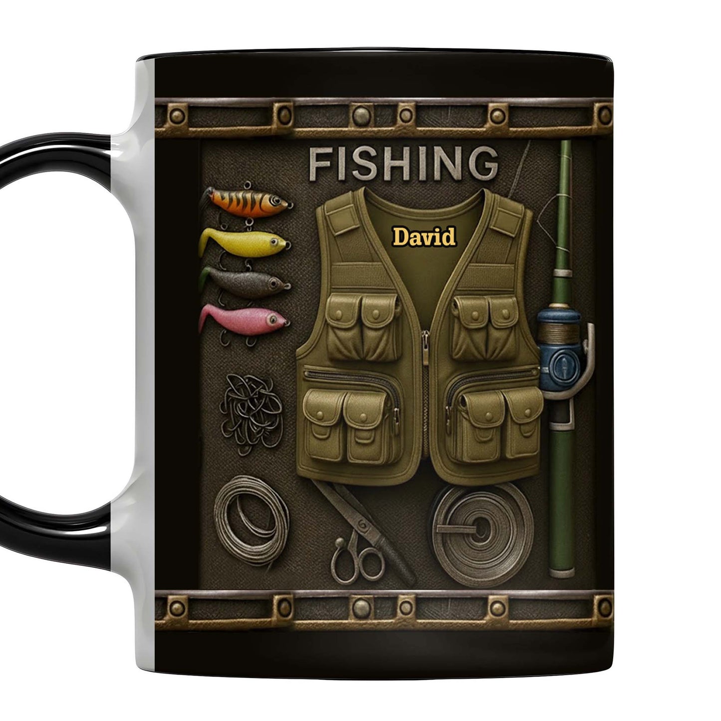 Customizable Fishing-Themed Design With Vest and Lures