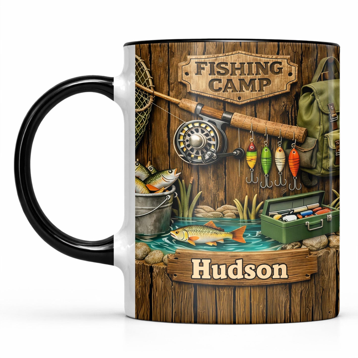 Fishing Camp Gear With Fishing Rod And Fish